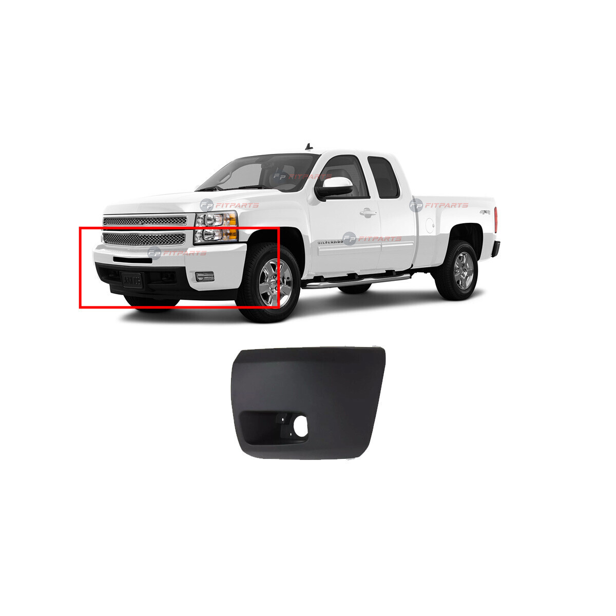 Front Left Bumper Cover End Cap for Chevrolet Silverado 2007-2013 15891681-NF