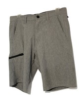 Burnside Board Shorts-Men  s Sz. 30. Solid Gray W/ Black Accents-5 Pockets.