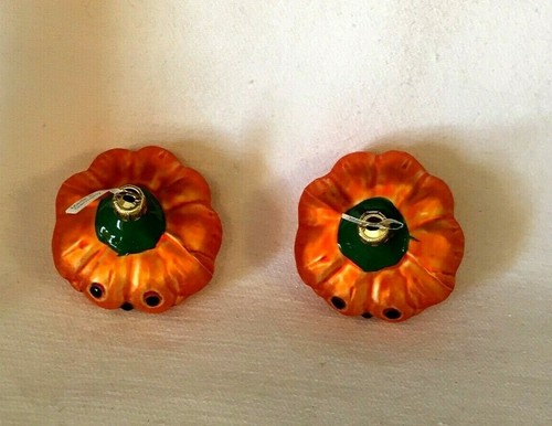 VINTAGE-NUOVO Set di 2 Arancioni Carini Dente Jack o Lanterna Vetro Ornamenti Germania - Foto 4 di 5