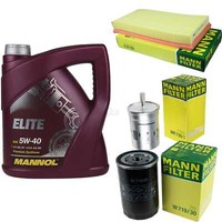 MANN-FILTER Inspektionspaket 5L Mannol Elite 5W-40 FüR VW Golf IV 1.6 2.0 1.8 T