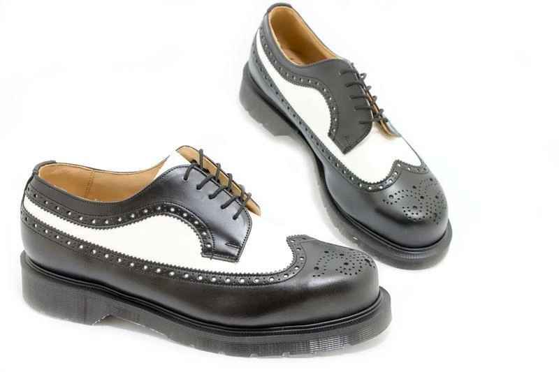 Solovair Nps Shoes Made IN England 5 Eye Black White En Brogue