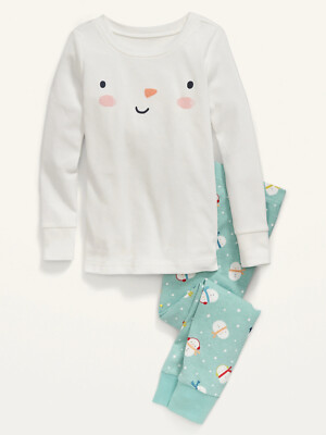 Old Navy Toddler Graphic Snug Fit Pajama Set Snowman Size 3T 4T 5T