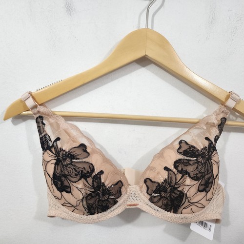 Chantelle Lingerie Fleurs Demi Bra Nude Black Lace NWT Women's Size 34B - Picture 6 of 24