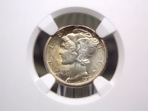 1917 "S" Mercury SILVER Dime 10c NGC MS65 #001 Gem BU Uncirculated ECC&C, Inc.