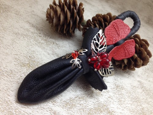 Handmade Genuine Leather Black Umbrella Brooch Festival Gothic. Made In England. - Picture 3 of 7