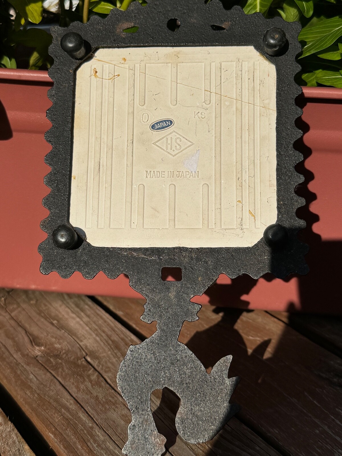 Enesco Cast Iron Tile Trivet Rooster Birds Wall Decor Vintage Art Made in Japan