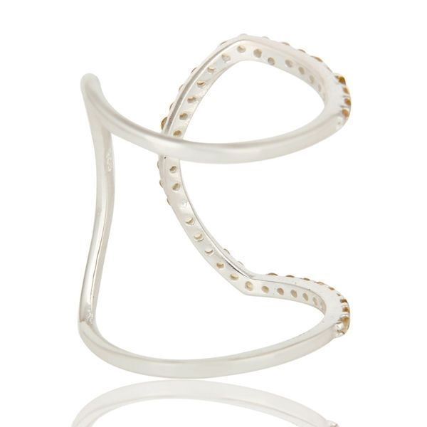 как выглядит 925 Sterling Silver Pave Set Citrine Gemstone Modern Design Infinity Ring фото