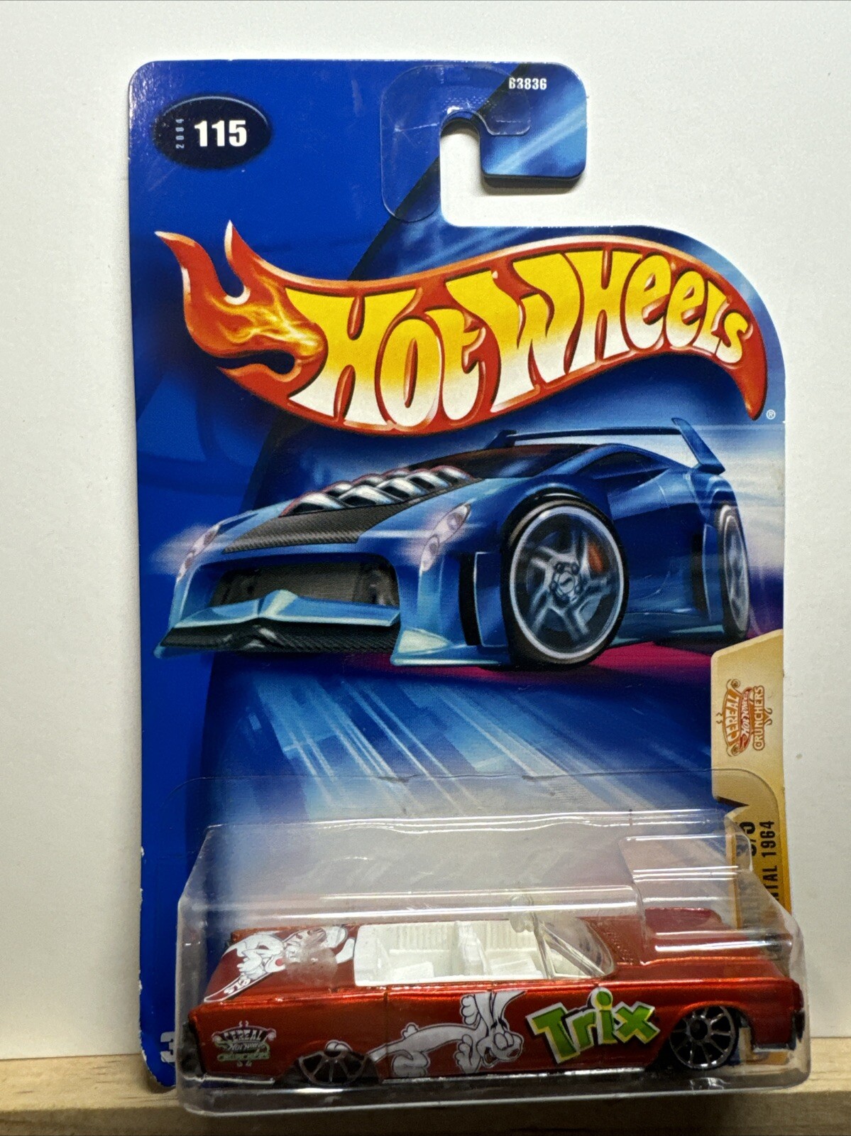 2004 Hot Wheels #115 Cereal Crunchers 3/5 LINCOLN CONTINENTAL 1964 Orange - TRIX