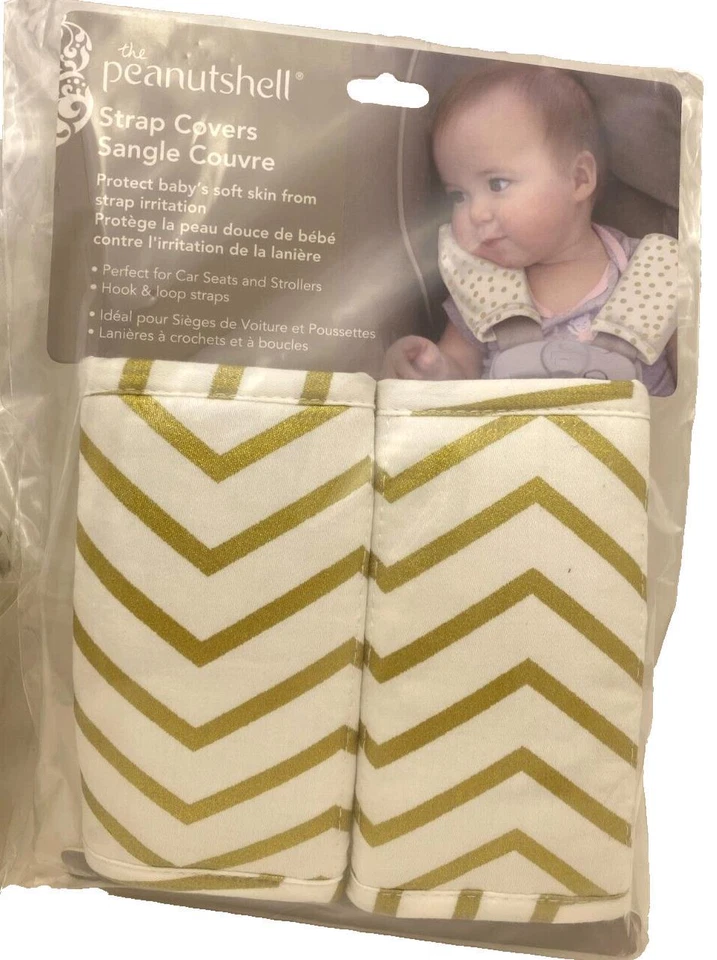 Peanutshell Baby Carrier Cushion and Strap Covers Gold Chevron NEW - Image 2 of 4