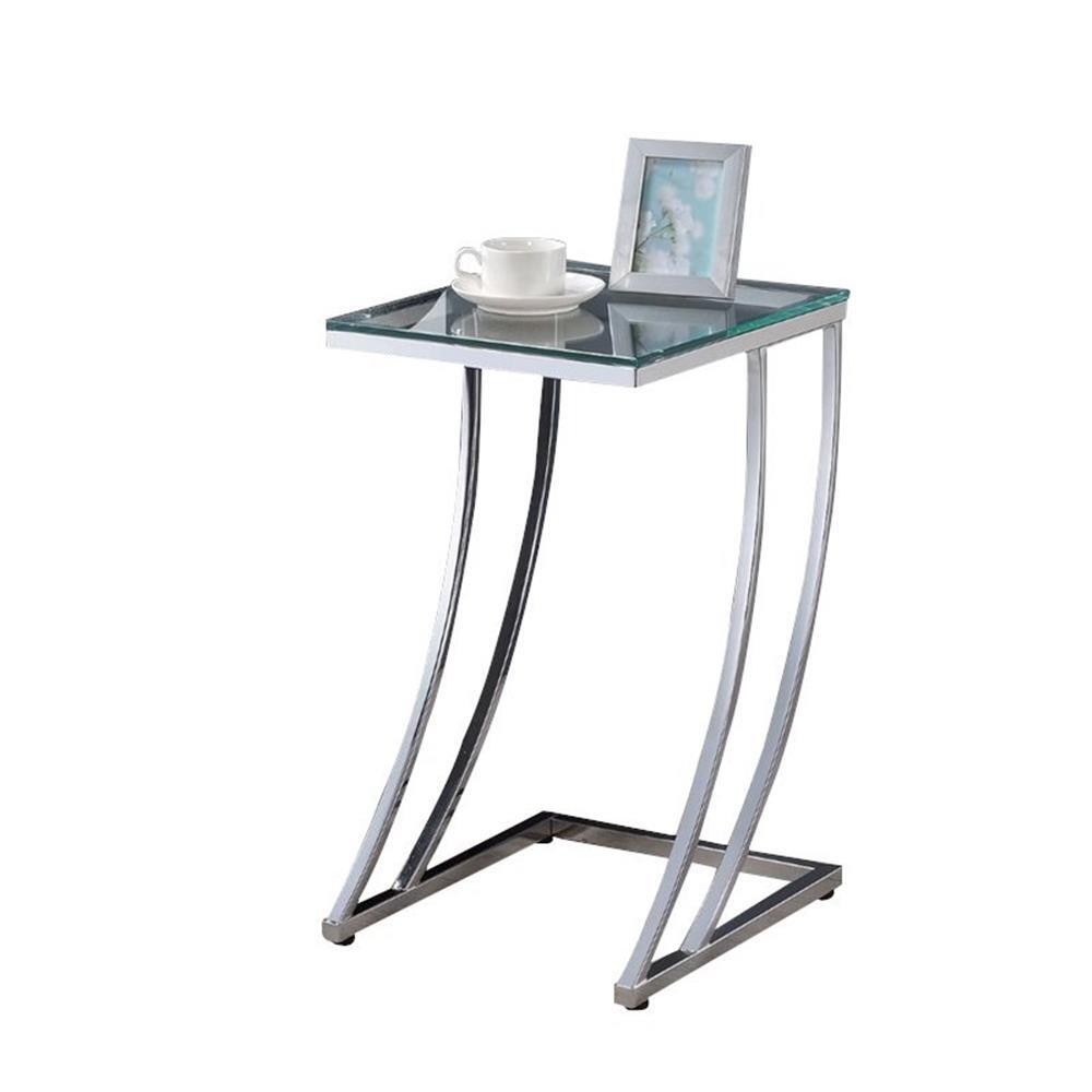Coaster Contemporary Rectangular Glass Top End Table in Chrome