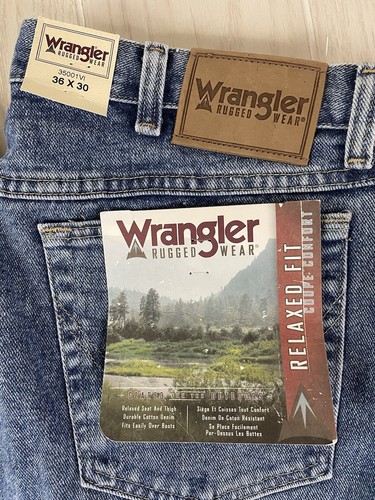 Wrangler Jeans Mens 36x30 Blue Relaxed Fit Flex Stretch Workwear Barn Chore - Picture 2 of 5
