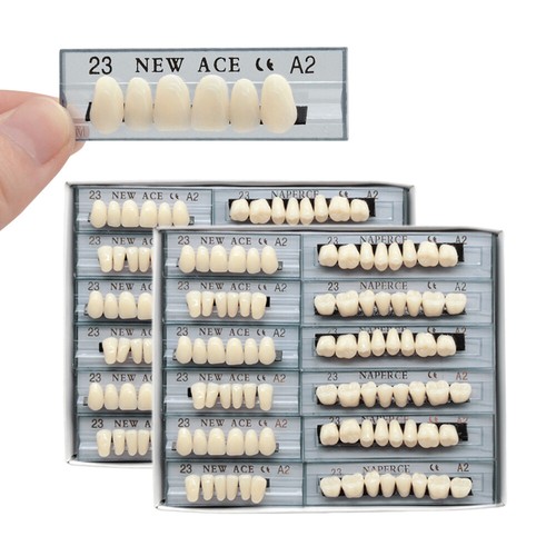 168 pz Set tonalità superiori inferiori denti protesi in resina acrilica dentale A2 A3 22# 23# - Foto 3 di 20