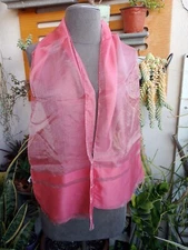 Vintage Rectangle Scarf Pink Sheer Polyester + Nylon Made In Italy 55" x 11" 