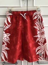 Gap Kids Boys Size 8 Swim Shorts New Swim Trunks Swimsuit Red Hawaiian Print