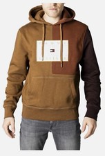 Image of Tommy Hilfiger Mens Colour-Blocked Fleece Hoodie - Highland Khaki Brand new Smal
