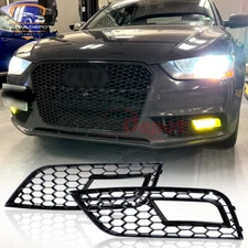 Front Lower Bumper Grille Fog Light Grill RS4 Style for 2013-2016 Audi A4 B8.5