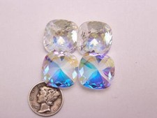 Crystal AB V UNF 18mm Vintage Swarovski 4470 Cushion Cut Stones