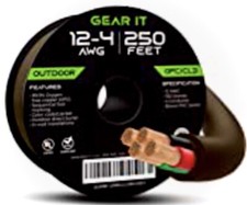 GEAR-IT1-12/4 Speaker Wire-250’-12 Ga/4-Conductor—OFC Copper—Brown PVC Jacket