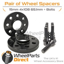 Radabstandshalter (2) & Schrauben 15 mm für Peugeot 208 [Mk2] 19-20 auf Aftermarket-Rädern