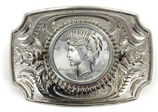 Genuine Peace Silver Dollar Square Coin Belt Buckle 196879