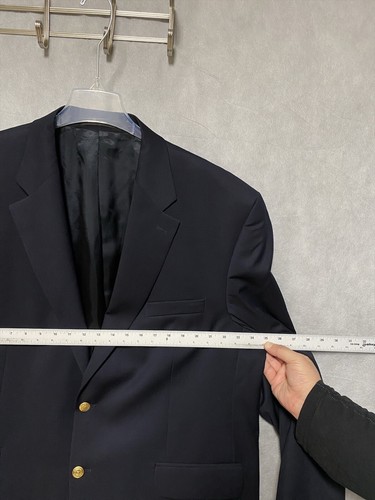 Chaps Blazer Men 48L Blue Brass Gold Button Wool Coat Jacket Ralph Lauren Luxury - Picture 2 of 12