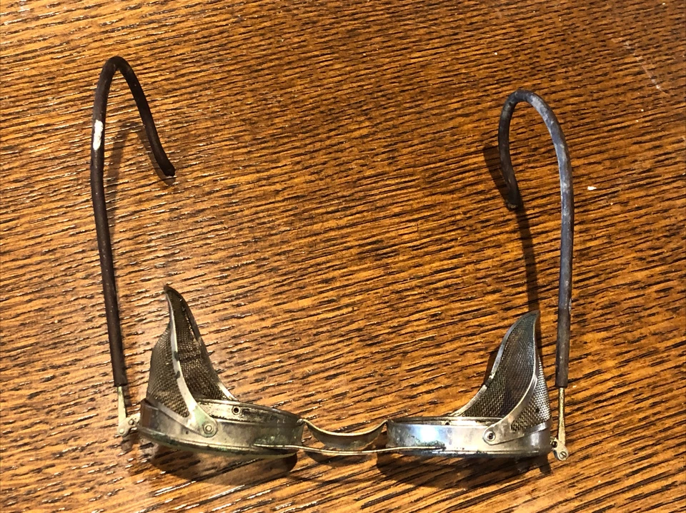 Gafas de seguridad antiguas con marco de metal violeta para aviador motocicleta coche de carreras Foto 3 de 4