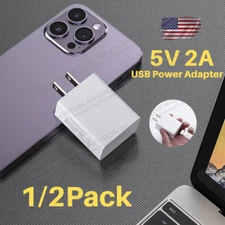 5V 2A USB Port Wall Charger 5 Volt 2 Amp AC-DC Power Adapter Converter US Plug