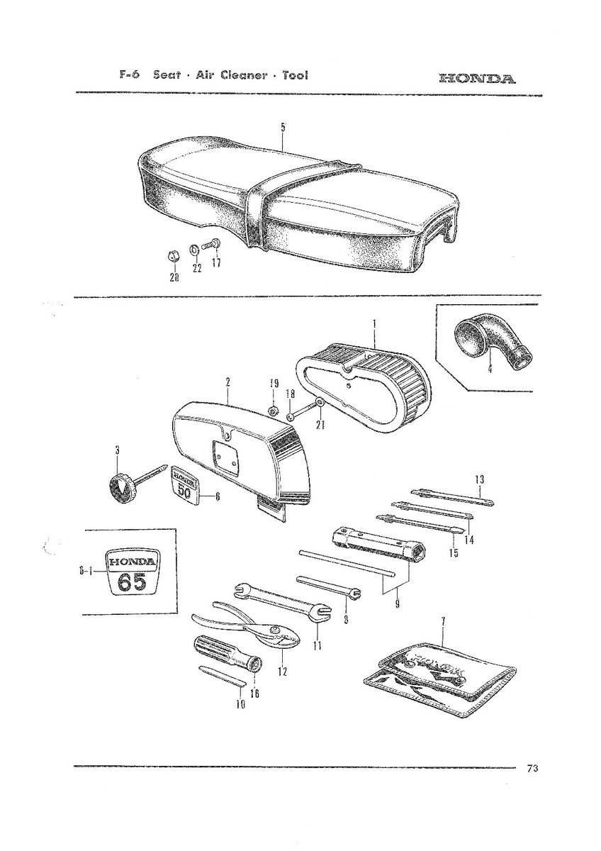 HONDA Parts Manual S65 S50 CS65 CS50 1965 1966 1967 1968 & 1969