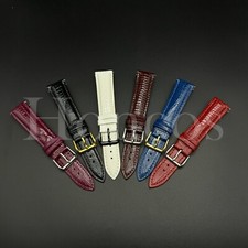 12 14 16 18 20 22 MM Genuine Leather Lizard Watch Band Strap Quick Release pins