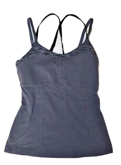 LULULEMON CENTERED POSE Tank Top Coal Gray Space Dye size 4 Yoga Dance Gym