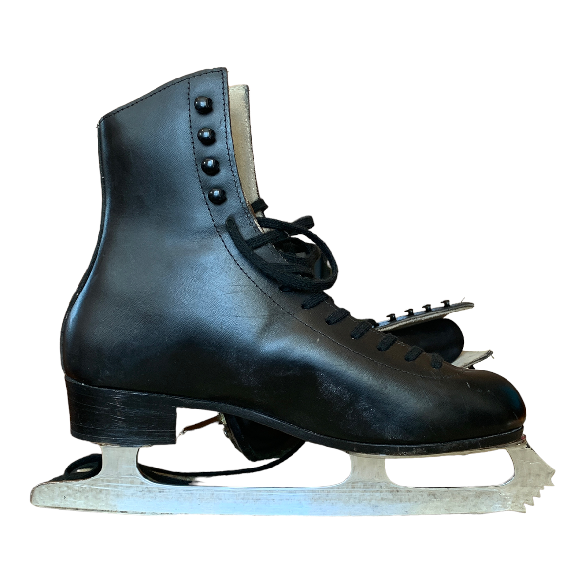 Riedell Black Leather Figure Skates Men's 7 N Royal MK Phantom Blades Red Wing