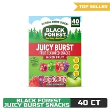 Black Forest Juicy Burst Fruit Flavored Snacks, Mixed Fruit Flavors, 40 ct