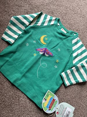 Piccalilly Starry Night Moth Appliqué T-shirt 18-24 Months DEFECT