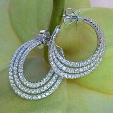2.20Ct Lab Created Diamond Huggie Hoop Women's Earrings 14K White Gold Plated