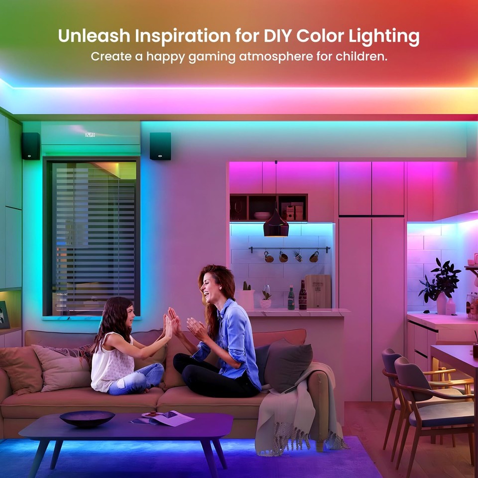 LED Lights for Bedroom 6.6ft, Smart RGB+IC LED Strip Lights with App
