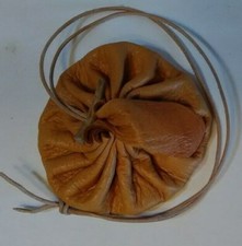 Deer Hide Leather Drawstring pouch Deerskin Buckskin 3" Circle Pouch Bag Runes