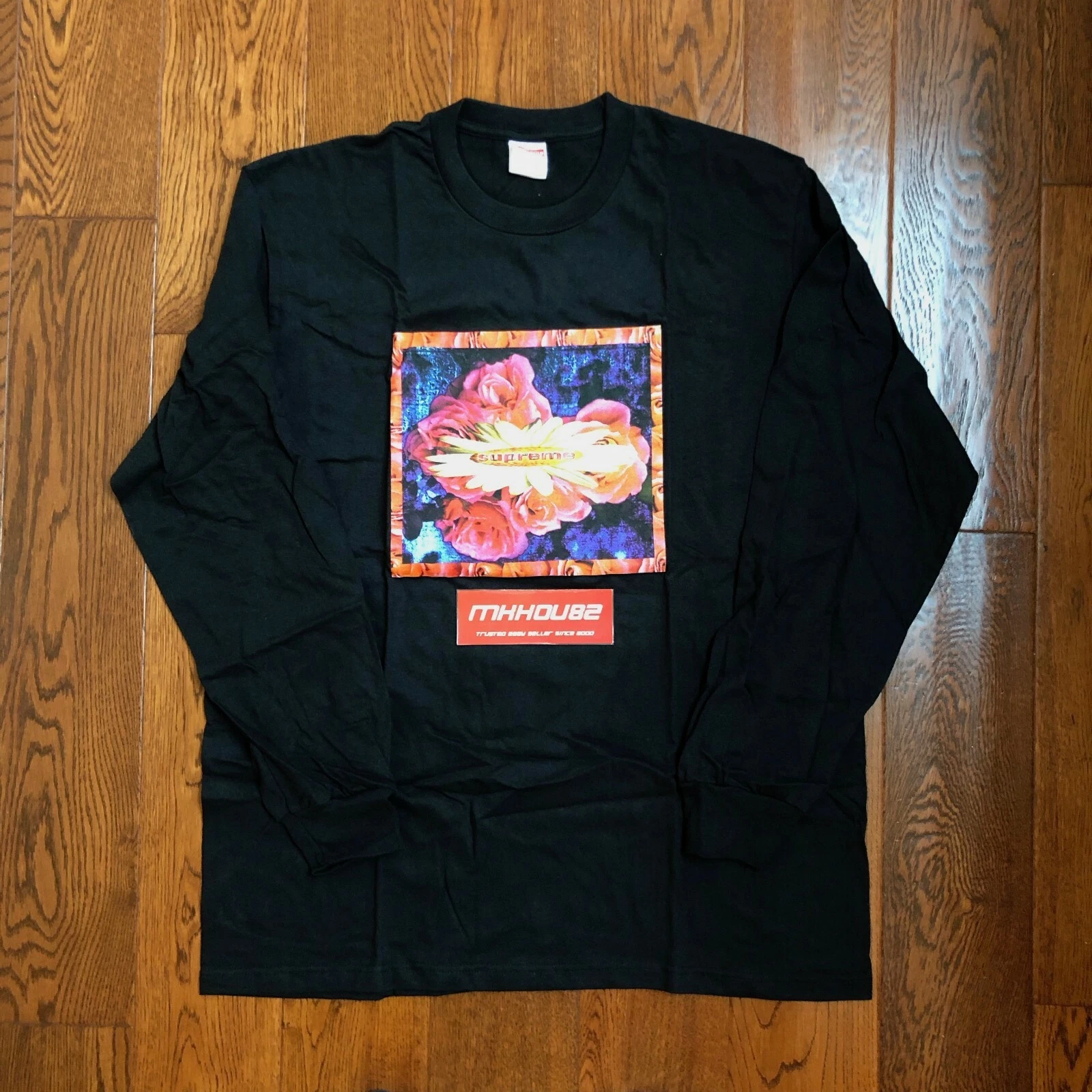 Nouveau haut tee shirt Supreme Bloom L/S noir automne hiver 2017 FW17 taille L Large