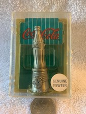 Coca Cola Pewter Thimble Vintage 1995 New in Box FORT USA 2.65” High