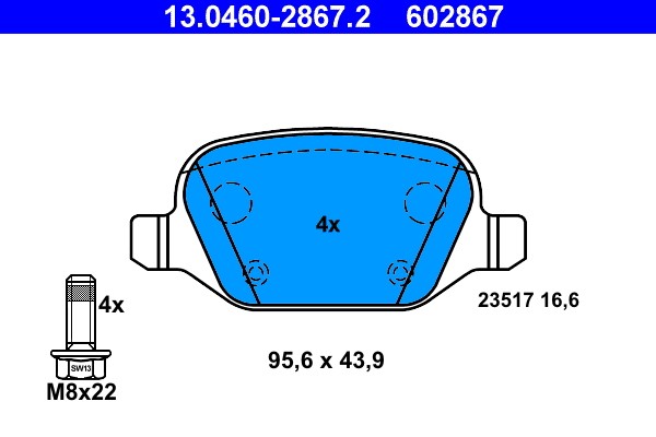 Bremsbelagsatz FÜR Alfa Romeo 156 Sportwagon (932 ) - ATE 13.0460-2867.2-image