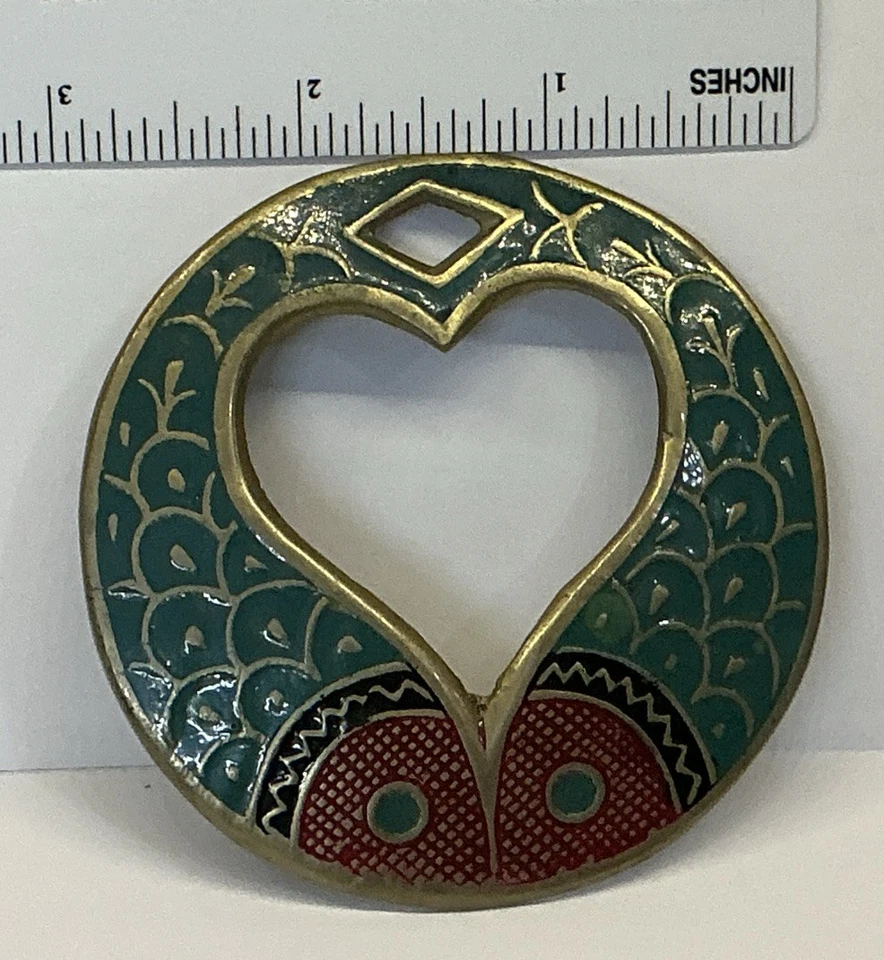 Hebilla de cinturón de latón vintage años 70’s 80’s hecha a mano corazón de amor India en muy buena condición Foto 2 de 4