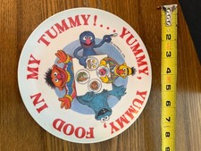 Sesame Street Muppets Child Plate Yummy Food in My Tummy Vintage Peter Pan USA