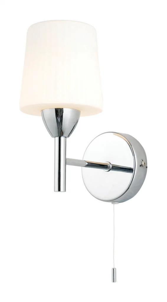 Bathroom Light Silver Aquarius Wall Chrome Opal Ribbed Glass IP44 Spa