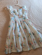 JANIE JACK Girls Dress flowers white lined summer/spring 8 EUC