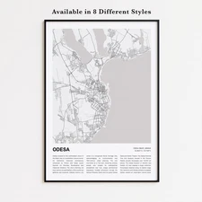 Odesa City Map Print, Odesa Oblast Travel Poster, Modern Map, Wall Decor Art