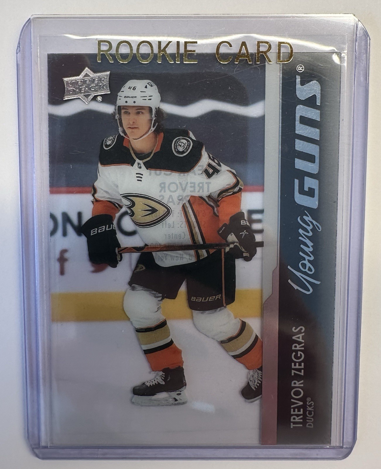 2021-22 Upper Deck Clear Cut Young Guns Trevor Zegras Acetate Rookie Card RC 232