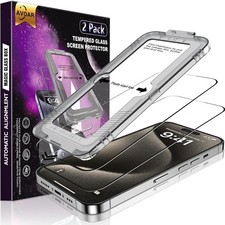 2PCS Screen Protector for iPhone 15 Pro 6.1 Inch Full Tempered Glass Anti Bubble