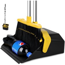 Juego de escoba y recogedor grande de 12"" de ancho - Limpieza ergonómica para el hogar y la oficina