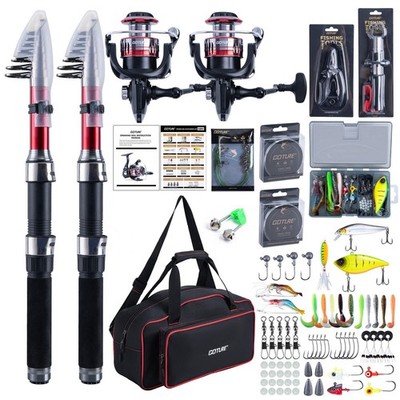 Fishing Rod and Reel Combos-2PCS Telescopic Fishing Pole+2PCS Spinning Reels ...