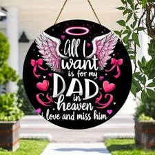 2D 1PC White Angle Wings Design 8 8 Round Acrylic Hanging Plaque Memory Dad Gift