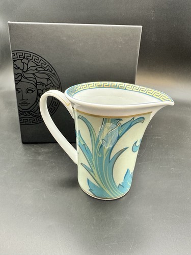 Versace Ikarus Rosenthal Blue Green Arabesque Porcelain Creamer Pitcher KC - Picture 1 of 12